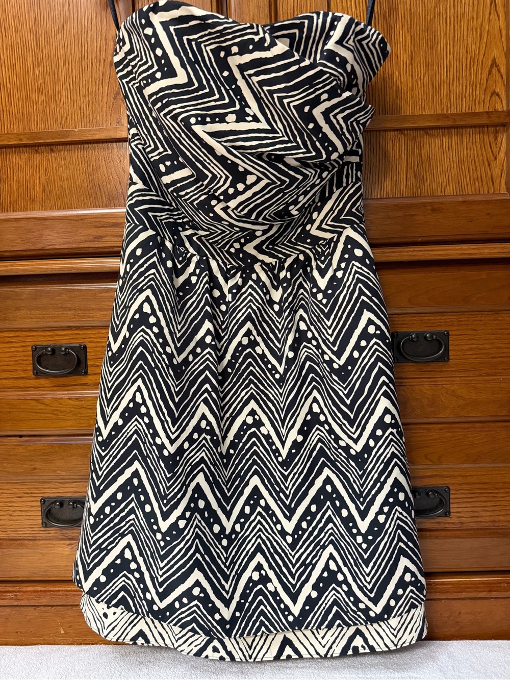 The Limited Zig-Zag Chevron Strapless Fit & Flare Dress Cocktail Wedding Retro